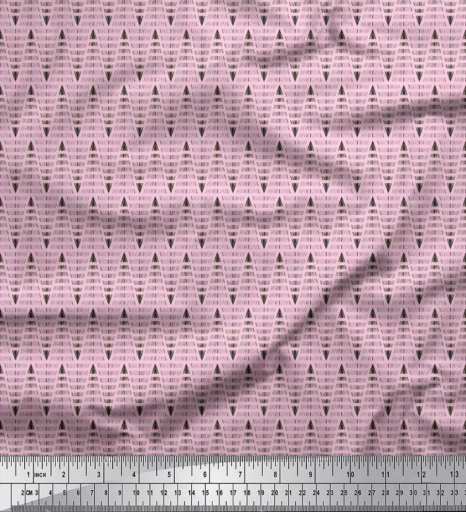 Soimoi Viscose Chiffon Fabric Hand Drawn Line Shirting Print Sewing Fabric Yard 42 Inch Wide