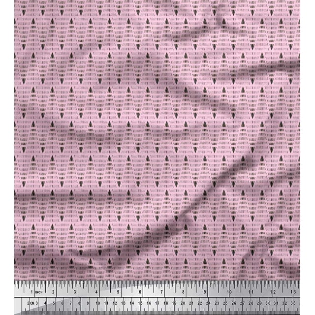 Soimoi Georgette Viscose Fabric Hand Drawn Line Shirting Print Fabric by The Yard 42 Inch Wide
