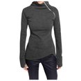 thumbnail image 2 of pxiakgy blouses pour Femmes blouse Décontractée Unie à Manches Longues Chandail Col Roulé Chandail à Fermeture Éclair Gris Foncé + us:4, 2 of 9