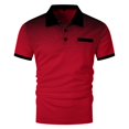 thumbnail image 4 of Male Spring and Summer Workout Shirts for Men Breathable Short Sleeve T Custom T Shirts for Men Shirt Solid Color Button Heart Shirt Lapel Pocket Bottoming Shirt, 4 of 4