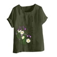 thumbnail image 4 of Cameland Hauts pour Femmes Col Rond Manches Courtes Imprimé Floral Chemise Ample, 4 of 5