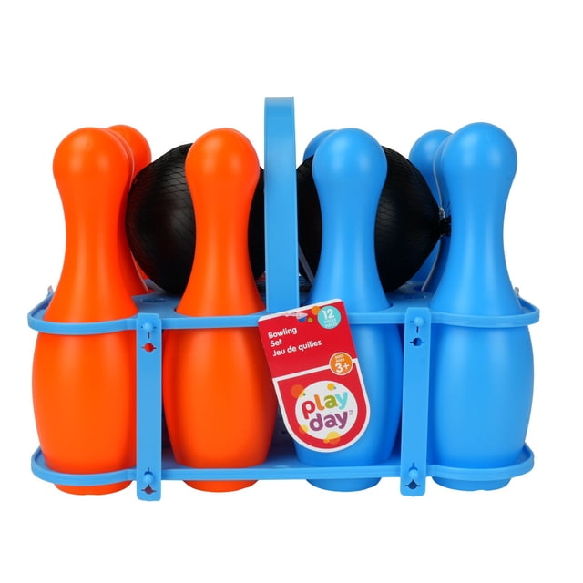 Ensemble de bowling PD Play Day 8,75 pouces (H), pour jeux en extérieur ou intérieur, comprenant 10 quilles et 2 balles, convient aux enfants de 3 ans et plus
