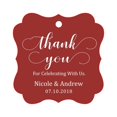 thumbnail image 1 of Darling Souvenir Custom Names Thank You For Celebrating With Us Wedding Hang Tags Personalized Party Tags-Maroon-50 Tags, 1 of 1