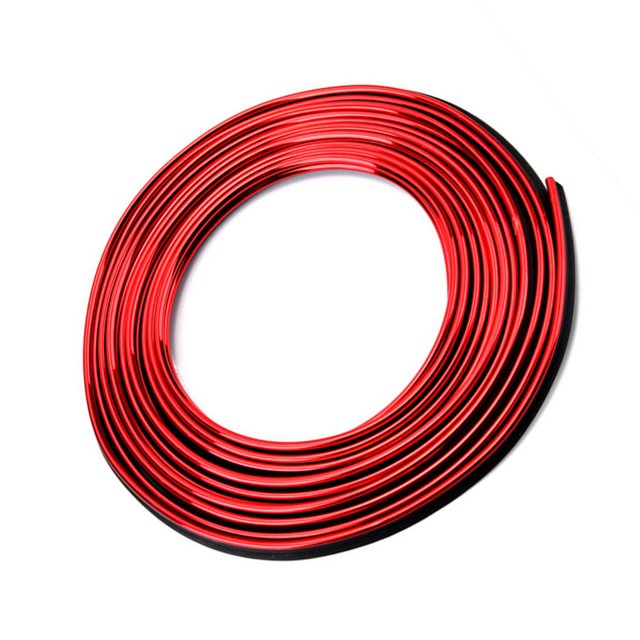 stanreset 5M Ligne Décoration Intérieure de Voiture Bande Rouge Bord Pointé Panneau de Porte Accessoires Garniture Rouge 1Ensemble