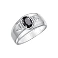 thumbnail image 3 of RYLOS Men's Rings 14K White Gold Classic 7X5MM Oval Gemstone & Diamond Designer Ring Onyx October Birthstone Rings For Men, Gold Rings Size 12, 3 of 7