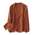 thumbnail image 1 of Timegard Womens Suit Jacket Cotton Linen Stand Collar Button Long Sleeve Lightweight Fall Loose Coat, 1 of 6