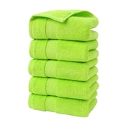 Maplenight 5-Pack 100% Cotton Hand Towels Shower Towels Set - Soft Skin-friendly Absorbent Jacquard Hand Towels for Bathroom, Spa, Gym, Face Towels for Washing Face Bathroom Essentials Green