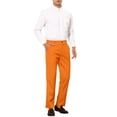 thumbnail image 2 of INSPIRE CHIC Men's Slim Fit Trousers Flat Front Solid Color Business Pants 38 Orange, 2 of 7
