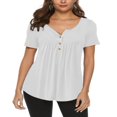 thumbnail image 1 of Womens Summer Plus Size Tunic Tops Short Sleeve Blouses Casual Floral Henley Shirts, 1 of 5