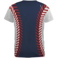 thumbnail image 2 of Baseball League Navy Blue and White All Over Mens T Shirt, 2 of 2