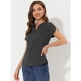thumbnail image 2 of INSPIRE CHIC Blouse Haut de Travail de Bureau pour Femme à Pois Imprimés, Col en V, Manches Courtes, 2 of 6