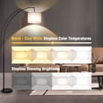 thumbnail image 2 of OUTON Lampe sur Pied Arquée de 81 Pouces avec Télécommande en Liquidation, 4 Températures de Couleur DEL à Intensité Réglable, Lampadaire Moderne, Abat-Jour en Lin Ajustable, Grande Lampe pour Salon, Chambre (Noir+abat-Jour Blanc), 2 of 8