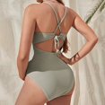 thumbnail image 5 of PEASKJP Maternity One Piece Swimsuits One Shoulder Ribbed Pregnancy Bathing Suit, Green L, 5 of 5