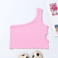 thumbnail image 2 of GPOECD Girls Dance Tank Top One Shoulder Racerback Crop Top Sleeveless Athletic Wear For Ballet Gymnastics Performance Pink,6-7 Years, 2 of 9