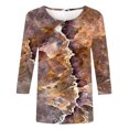thumbnail image 4 of Pompotops T-shirt Imprimé Loose Mode Femme Manches 3/4 Blouse Col Rond Tops Décontractés Dégagement, 4 of 4