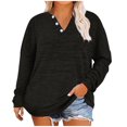 thumbnail image 1 of HKEJIAOI Plus Size Tops for Women Button Henley Shirt Black V-Neck Long Sleeve Tee Basic Ladies Loose Fit Tunic XL, 1 of 6