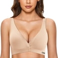 thumbnail image 4 of FhsagQ Bra Bras for Women Crotchless Plus Size Womens Front Closure Bra Racerback Plus Size Unlined Underwire Full Coverage Bras Bras for Women Plus Bra & Underwear Set Beige XXL, 4 of 6