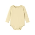 thumbnail image 2 of JDQJBZ Baby Boy Girl Bodysuit Long Sleeve Short Leg Romper Solid Color Cotton Newborn, 2 of 5