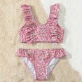 thumbnail image 2 of Girl Swimsuit 2 Piece Bikini Set Swimsuit Ruffle Floral Pattern Beach Swimsuit Bikini 5-6 Years, 2 of 7