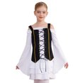 thumbnail image 1 of Aislor Robe Pirate Victorienne Renaissance pour Filles Manches Longues Robe Midi en Dentelle avec Gilet Ensemble Costume Halloween Blanc Noir 14, 1 of 7