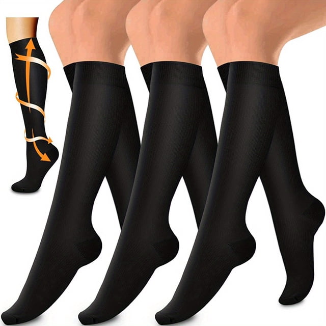 3pairs Copper Compression Socks For Blood Circulation 15-20mm Hg Compression Socks For Women And Men
