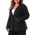 thumbnail image 4 of Agnes Orinda Blazer de Bureau pour Femme Grande Taille d'Automne, à Revers Cranté, Boutonné, 4X Noir, 4 of 6