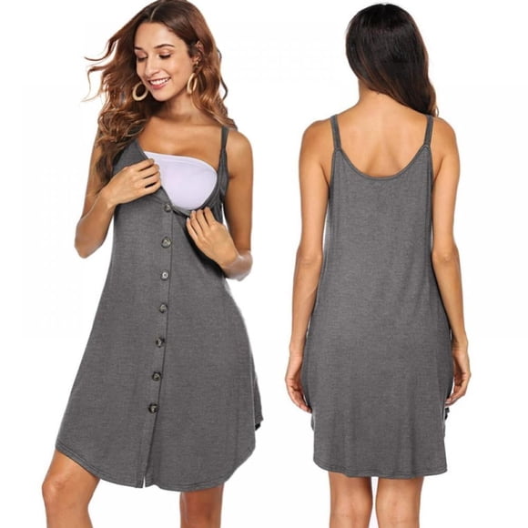Women‘s Maternity Dress Nursing Nightgown Breastfeeding Full Slips Sleepwear S-XXL