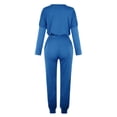 thumbnail image 3 of Mrat Two Piece Pants Sets 2 Piece Jogging Sets Solid Polyester Long Sleeve Sweatsuits Sets Two Piece Track Suits Drawstring High Waist Pants Set Comfy Outfits B-Blue 5XL, 3 of 4