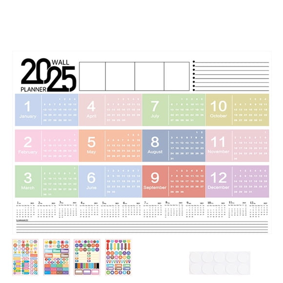 Liquidation! Calendrier Mural Année 2025 (74 X 52 cm) avec Calendriers Semaines et Jours Fériés Grand Format pour Famille et École