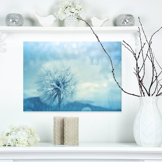 Close Up White Dandelion with Filter - Large Flower Canvas Wall Art