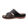thumbnail image 1 of Wedge Sandals for Women Slide Cross Straps Rhinestone Arch Support Open Toe Soft Sole Comfortable Casual Summer Beach Walking Sandals Black, 1 of 8