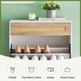 thumbnail image 2 of Armoire de Rangement pour Chaussures Étroite de 24 Pouces avec Design en Rotin, Organisateur Autoportant avec Portes Rabattables, Tiroir et Tablettes Ajustables pour Entrée, Couloir Ou Garde-Robe, Bois/blanc, 2 of 10