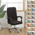 thumbnail image 1 of Bowayaoa Elastic Dining Chair Covers Set of 2, Stretch Slipcovers Waterproof Soft Seat Covers Universal Fit for Kitchen Office Chairs, Washable Spill-Proof High Back Chair Protector, Solid Color, 1 of 10