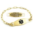 thumbnail image 1 of MedicEngraved Yellow Gold Stainless Steel Custom Medical Alert Bracelet - 4mm Paperclip Link, 1 of 7