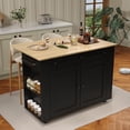 thumbnail image 3 of Rolling Kitchen Island with Drop Leaf Countertop, Charging Station & Ample Storage 47.2 in Mobile Kitchen Cart On Wheels with Pull Out Shelves, Drawers, Spice Rack & Organizer Divider, 3 of 7