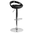 thumbnail image 1 of Contemporary Black Plastic Adjustable Height Barstool with Rounded Cutout Back and Chrome Base, 1 of 9