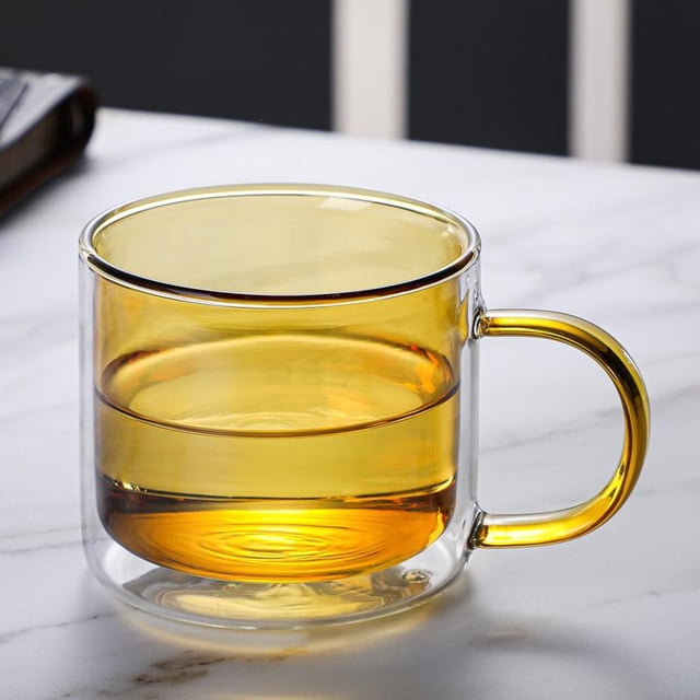 Dvkptbk Colorful Glass Cups Double-Layered Colored Glass Cup Home Essentials