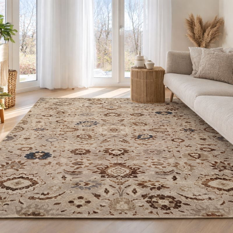ECARPET Lunelle Machine Washable Traditional Area Rug, Vintage Distressed Non-Slip Carpet for Living Room & Dining