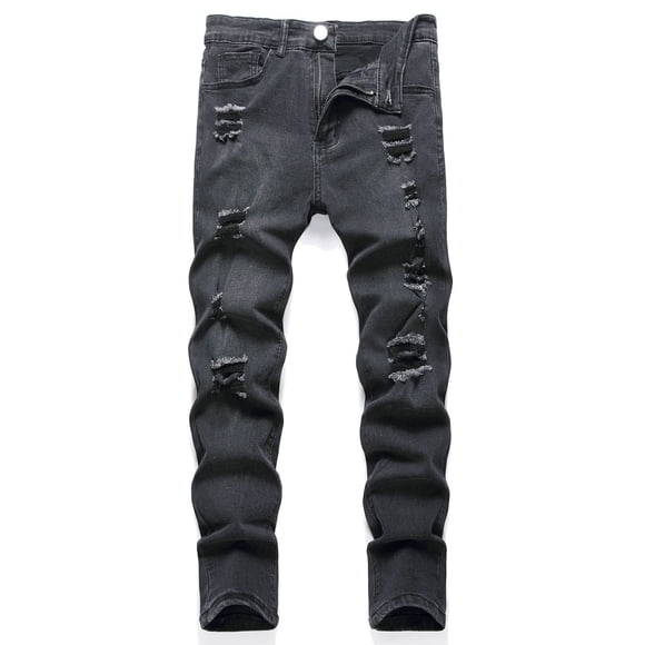 Jeans for Men 2023 Classic Moto Casual Denim Cotton Straight Ripped Hole Trousers Jeans Pants Full Length Pants Mens' Judy Blue Jeans on Clearance