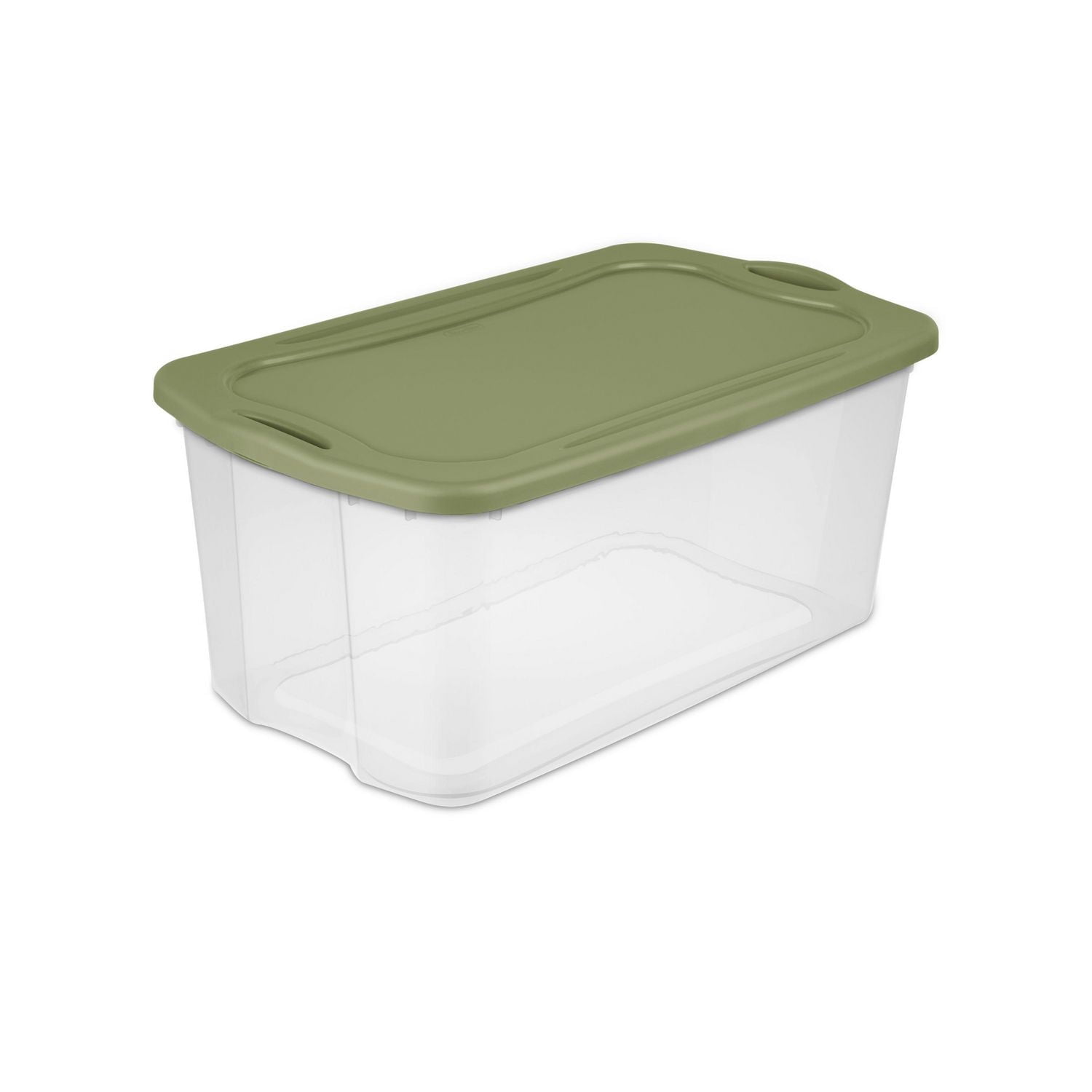 Sterilite 114 Liter EZ Carry, Extra Large Clear Plastic Storage Bin with Full-Grip Handles and Green Lid