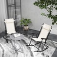 thumbnail image 2 of Outsunny 2pc Patio Foldable Rocking Chair Set w/ Breathable Mesh Seat & Backrest, Padded Headrest for Park, Backyard, Garden, Cream White, 2 of 10