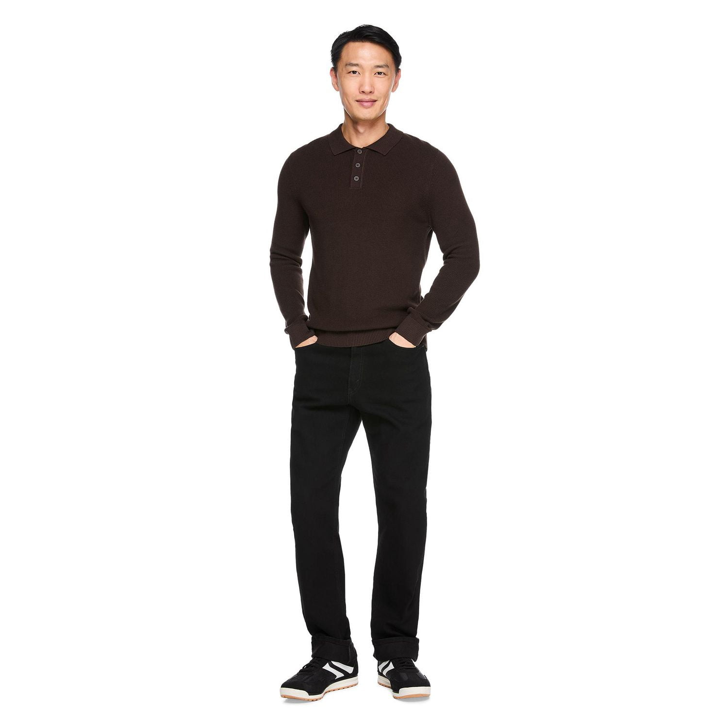 George Men's Long-Sleeve Polo Sweater