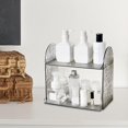 thumbnail image 3 of GROWTH TANK Desktop Storage Rack Organizer 2 Tier Desktop Organizer Shelf Clear Makeup Stand Gray, 3 of 9