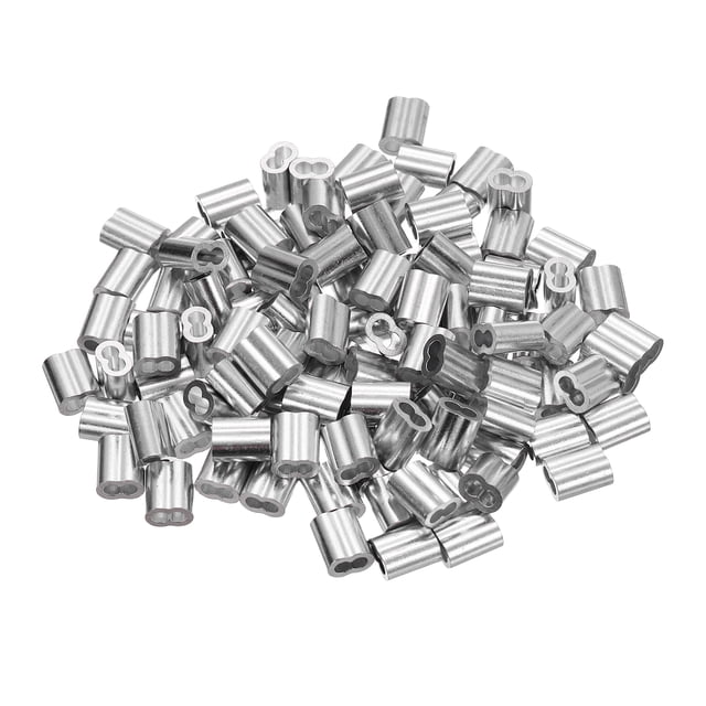 Uxcell Aluminum Crimping Loop Sleeve, Double Hole Cable Ferrule for Wire Rope 1/16"(2mm)