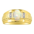 thumbnail image 1 of RYLOS Men's Rings 14K Yellow Gold Ring Classic Designer Style 8X6MM Oval Gemstone & Diamond Ring Opal African Birthstone Rings For Men Size 10, 1 of 6