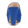 thumbnail image 2 of BLISSFUL STEP Women's Shoes Chunky Platform Open Toe Slides Block Heel Sandals Deep Blue 9, 2 of 7