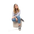thumbnail image 2 of Gouchee Home Cube Soleil Outdoor/Indoor Beige Ottoman Pouf – Waterproof Cube Pouf with Polystyrene Bead Filling, Lightweight Modern Seating for Patio, Deck, or Living Room, 2 of 5