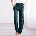 thumbnail image 5 of Plus Size Solid Straight Leg Pants for Women High Waist Comfortable Elastic Drawstring Casual Trousers, 5 of 5