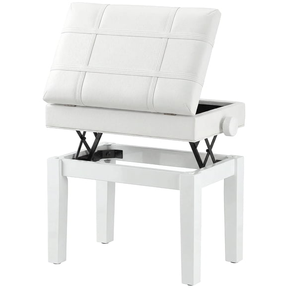HOMCOM 24.8" Adjustable Piano Bench, Keyboard Bench, White