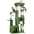 thumbnail image 1 of Cat Tree for Large Cats - 61" Heavy-Duty Multi-Level Tower with 2 Condos & Scratching Posts, Jumbo Perch for Maine Coons, Green Modern Playground, 1 of 8